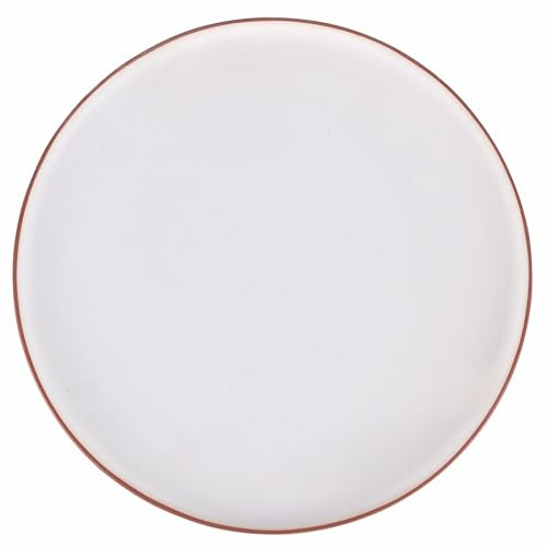 Set 4 Piatto piano in gres, bordo effetto terracotta, avorio, Copenaghen