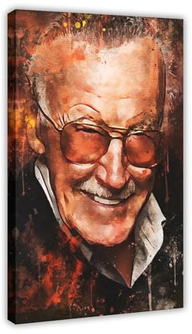 MURABE Stan Lee 1 Leinwand-Poster, Wandkunst, Dekordruck, Bild, Gemälde für Wohnzimmer, Schlafzimmer, Dekoration, Rahmenstil, 50 x 75 cm