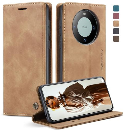 CaseMe Cover per Huawei Mate 60 Pro, Magnetica Cover a Libro con Slot per Schede, Custodia in PU Pelle Portafoglio per Huawei Mate 60 Pro, Marrone