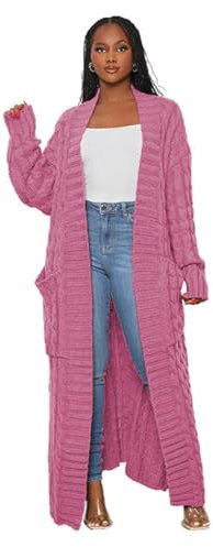 Strickjacke Cardigan Damen Übergroße Langärmlige Locker Sitzende Strickjacke Für Damen In Strickpullover Jacke 4XL Rosenrot