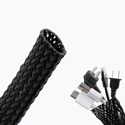 Intirilife Kabelschlauch selbstschließend gewebt in Schwarz - 10-27 mm - Länge 3 Meter - Flexibler Kabelkanal zuschneidbare Kabelhülle für Kabelmanagement Kabelmantel