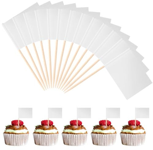 100 Stück Quadratische Leere Zahnstocher Flaggen Beschichtete Papier-Flaggen für