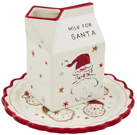 Mud Pie Cookies for Santa Set Plates, Platter 6 1/2 Dia | Carton 4 1/2 x 3, White