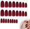 24 Pièces Faux Ongles Amande Moyen Français Ongles à Coller Glossy Brillant Couverture Complète Press on Nails en Acrylique pour Femmes et Filles DIY Manucure Salon