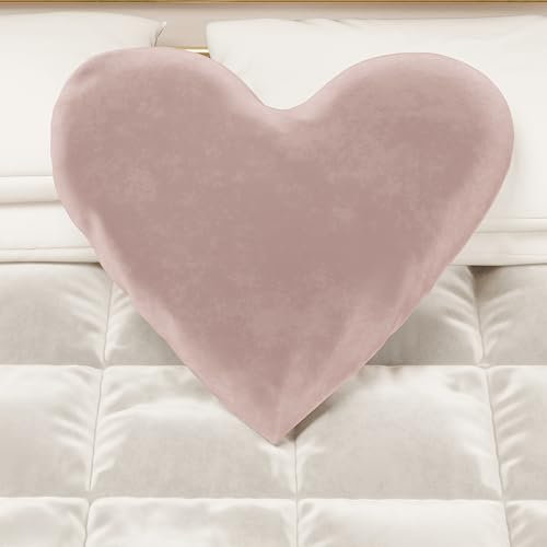PETTI Artigiani Italiani - Cuscini Arredo a Forma di Cuore in Velluto con Imbottitura, Cuscino per Camera da Letto, Divano Salotto, Cipria 1 Pezzo - Diametro 50 cm