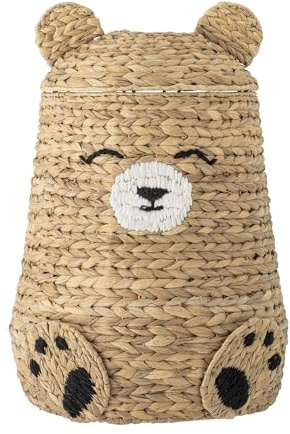 Bloomingville Mini Timone - Cestino con coperchio, in giacinto d'acqua, T40 x 57 cm, 280 ml