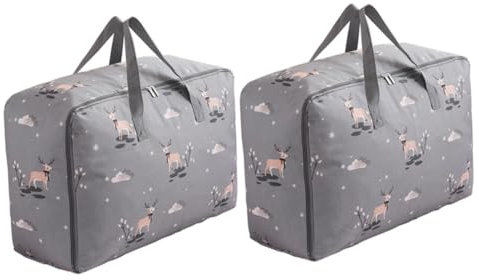 LABRIMP 2piezas Bolsa De Almacenamiento De Ropa De Oxford y Resistente Para Mudanzas y Colchas y Color Gris