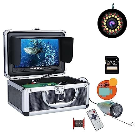 WEIJICUI Unterwasserkamera DVR Fisch Finder Unterwasser Angeln Kamera HD 1280 * 720 Bildschirm 15 stücke Weiße LEDs + 15 stücke IR LEDs 1080P Kamera for Angeln 16 GB Rekord für Bootsangeln