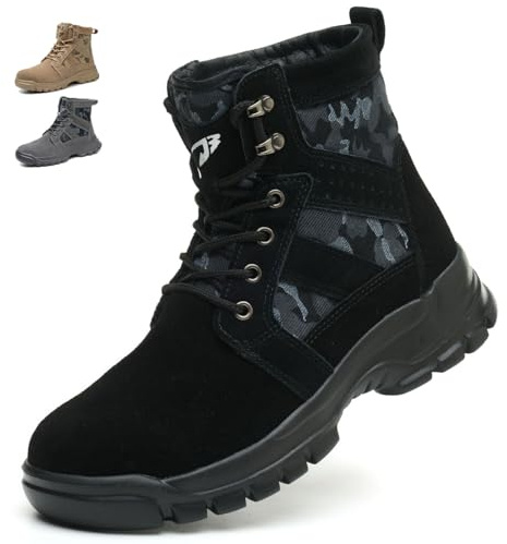 COOU Scarpe Antinfortunistiche Uomo Donna Alte Scarpe da Lavoro Leggere e Comode Scarpe Sicurezza con Punta in Acciaio Traspiranti 151/Nero41