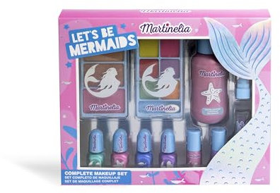 MARTINELIA - Meerjungfrau-Make-up-Set für Kinder – Schönheitsset für Mädchen – Nagellack, Make-up-Paletten, Lippenstifte und Highlighter – Geschenkbox für Mädchen