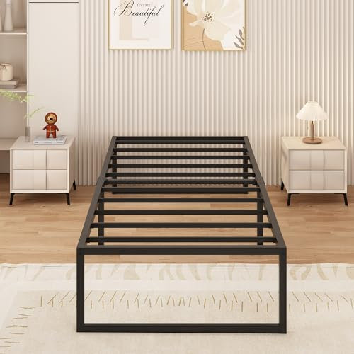 Yicensen Metallbett 80x190 cm mit Lattenrost Metall 41cm Höhe Bettrahmen Einzelbett Stabiles Leichte Montage, Schwarz