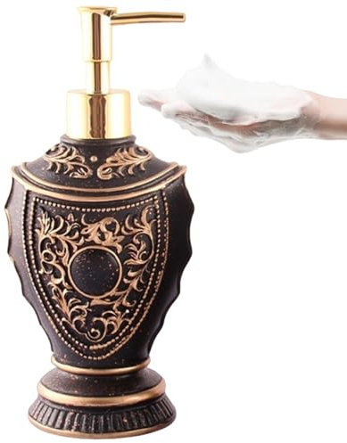 Seifenspender, 280 ml Vintage -Seifenspender mit Barockdekor, Harz -Lotion -Spender mit Goldener Pump