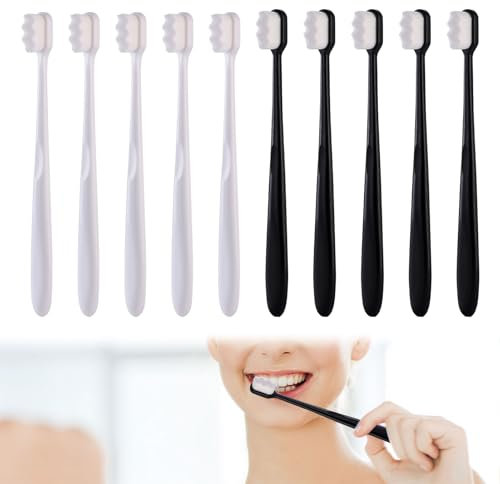 10 Stück Weiche Zahnbürste,Zahnbürste Weich Erwachsene,Extra Weiche Manuelle Zahnbürsten für Erwachsene Kinder, Sterile Faser Erwachsene Zahnbürste,Nano Zahnbürste mit 20.000 Borste