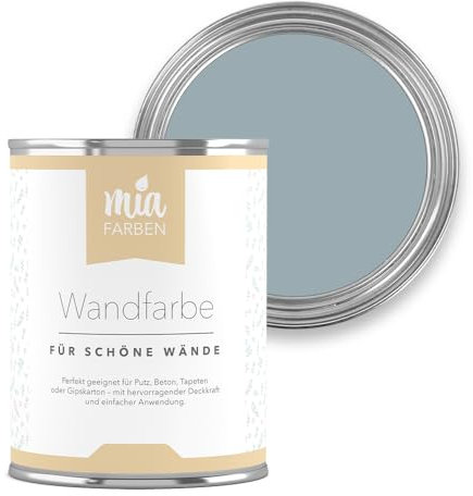 miafarben Wandfarbe für Wände & Tapeten 2,5L - sanfte, matte Farbtöne, hochdeckend (Mildes Nebelblau)
