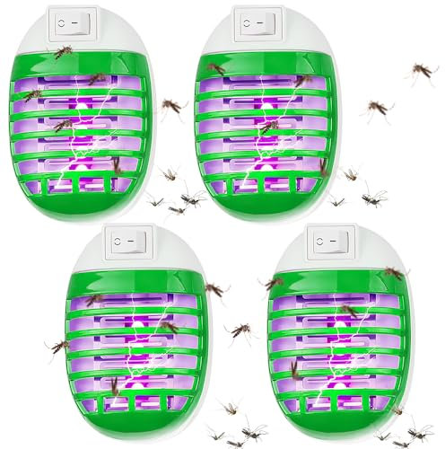 KBIBCK 4 lámparas antimosquitos, enchufe de protección contra mosquitos, exterminador de insectos, enchufe eléctrico con luz UV, lámpara matamosquitos para casa, dormitorio, habitación infantil