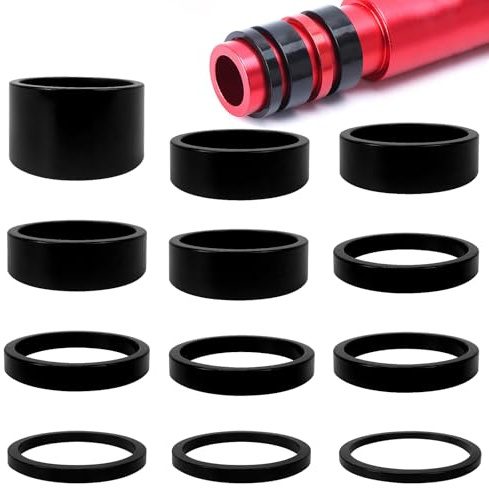 Lechengjia 12 Pcs Aluminium Alloy Headset Spacers Stem Spacer Set for Bikes | Headset Spacers for Bike, Stem Spacer Set for MTB BMX Mountain Road Bikes Cycling 2/ 3/ 5/ 10/ 20 mm