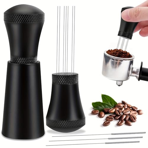 TTSTOIEE WDT Tool Espresso Nadel Ständer mit 27 0.35 mm/50mm,Kaffee Tamper Espresso Nadel,Kaffee Zubehör, Espresso Kaffeerührer für Barista(Schwarz)