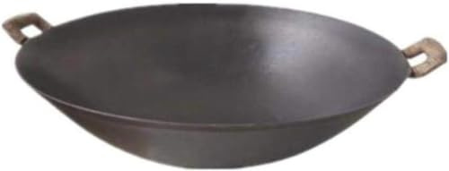 QHQQXN Pot en Fonte à Double Oreille, 34, 60 cm, Fait à la Main, Four à gaz, Wok, revêtement en Fer antiadhésif (60 cm)
