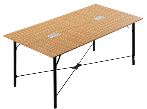 VEVOR Table de conférence rectangulaire 1800 mm pour 6 à 8 Personnes, Table de réunion avec Pieds en métal, Grand Bureau de séminaire Moderne pour Bureau, Salle de réunion, Salle de Formation, Marron