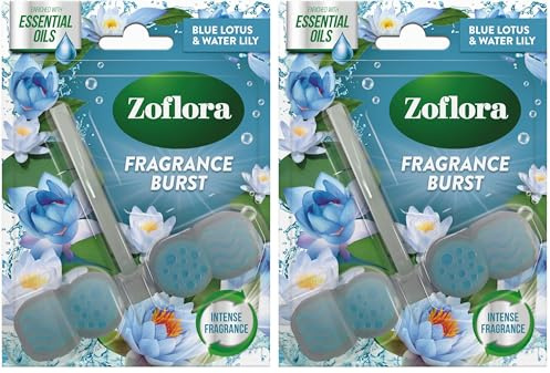 Zoflora Rim Blocks Blue Lotus & Water Lily, 1 x 48g, Continuous Freshness & Odour Control, Long-Lasting Fragrance, Kills 99.9% of Bacteria (Pack of 2)