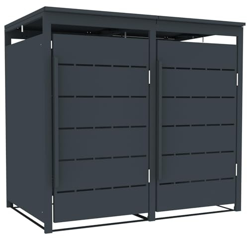 ESTEXO Mülltonnenbox Mülltonnenverkleidung mit Deckel Anthrazit Soft-Close Aufbewahrungsbox Müllbox (2 Türen)