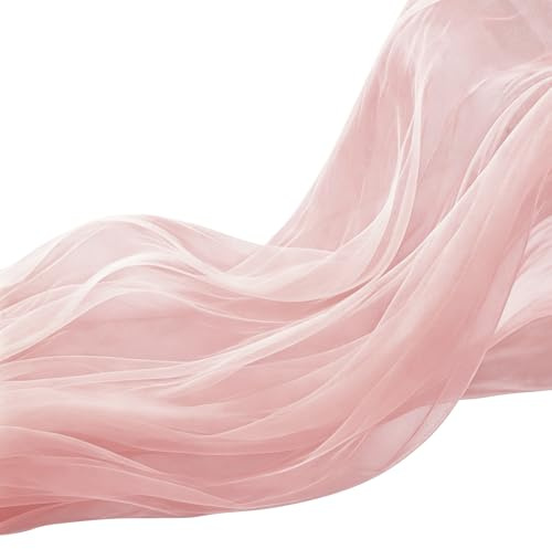 Weicher Organza Tüllstoff 160cm x 3 Meter/5M/10M, Transparenter Netzstoff Dekostoff Zum Nähen Für Hochzeit, Party, Torbogen, Kleid, Tüllrock, Schleier Und DIY Deko (Rosé Beige, 160cm x 3 Meter)