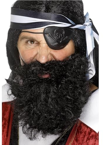 Smiffys Piraten-Bart, Schwarz, Nylon, Deluxe Halloween