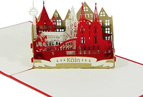 3D KARTE Köln I Pop-Up Karte als Reisegutschein, Geldgeschenk, Glückwunschkarte I Klappkarte als Urlaubskarte, Deutschland Souvenir