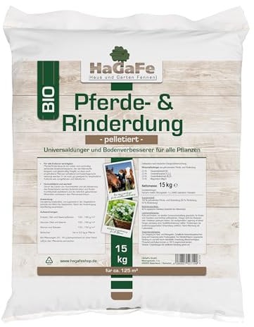 HaGaFe Pferdedung Pferdemist Rinderdung Kuhmist Universaldünger Dünger, 15kg (1x15kg)