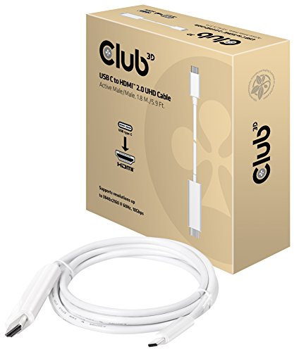 Club 3D CAC-1514 USB C auf HDMI 2.0 UHD Kabel, Aktiv 1, 8m Weiß