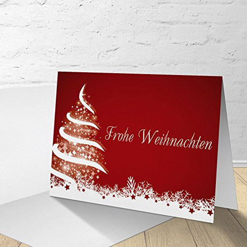 5 Weihnachtskarten mit Umschläge, Klappkarte mitWeihnachtsbaum Motiv (5 Stück im Set)