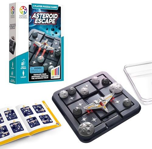 Smart Games - Asteroid Escape, Puzzle Game with 60 Challenges, 8+ Years, 24x17x4.5 cm (LxWxH), Noir