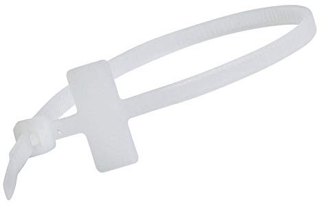KafTon 100 Pack Marker Cable Ties 100mm x 2.5mm Nylon Self Locking Fastening Wrap Clear Cable Tie Write On Ethernet Label Wire Strap Marking ID Tag for Home Office Garage and Workshop