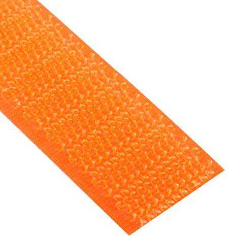 KLEBESHOP24 Cinta de gancho para coser, cinta macho, hook tape, sin adhesivo/naranja neón, 20 mm x 3 m