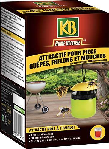 KB Home Defense HDPIEGERE2 - Recharge pour Piège à Guêpes, Frelons et Mouches sans Insecticide 400 ML - Piège à Placer en extérieur et réutilisable - Prêt à l'emploi sans Odeur - Efficacité immédiate