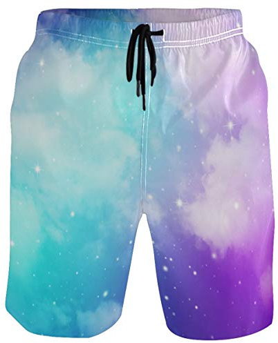 visesunny Moderne Herren Strandshorts Badehose schnell trocknend lässig Polyester Badeshorts, Magic Space, Medium