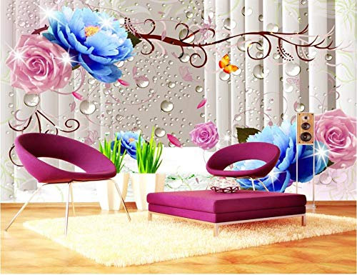 Gouttelettes D'Eau Rose Fond En Trois Dimensions Peinture Murale Personnalisée Grand Papier Peint Vert Mural,350 * 256Cm