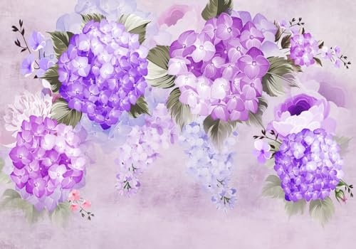 Wesmilewallpapaer Fototapete Blumen Hortensien Lila Vintage 150X105cm