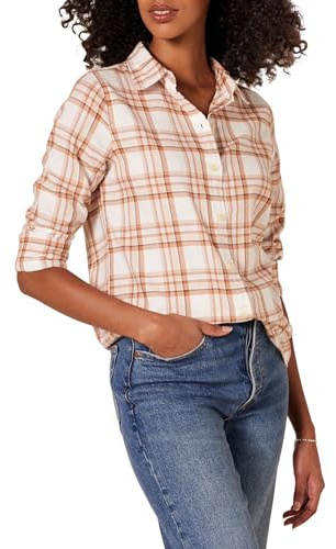 Amazon Essentials Donna Camicia in Flanella Leggera a Maniche Lunghe, vestibilità Classica
