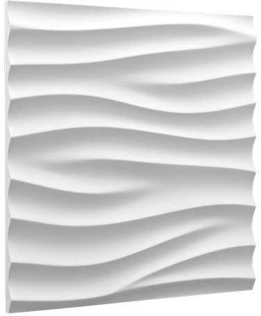 BeautyWalls Pannello di rivestimento murale 3D in gesso (gesso), modello Desert, 1,44 m2 (4 pannelli da 60 x 60 x 2,5 cm), decorazione per la casa, colore: bianco