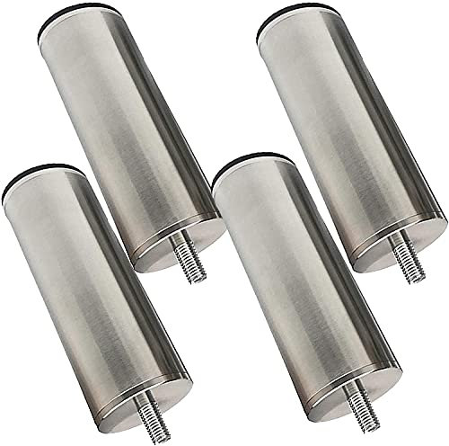 SJM 4 Stück gebürstete Edelstahl Möbelfüße Sofafuss Bettbeine M10 Schrauben Metall Ersatz Tischbeine Küchenschrank Badezimmer Schrank Beine Glastisch Couchtisch Fuß Füße Hardware 7.4