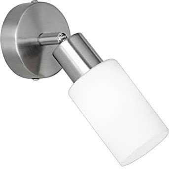 Wandstrahler 1-flammig Höhe 17,5cm Silber mit Glasschirm Weiß