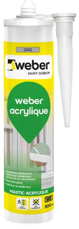 Mastic acrylique, gris, 300ml, WEBER ACRYLIQUE, WEBER