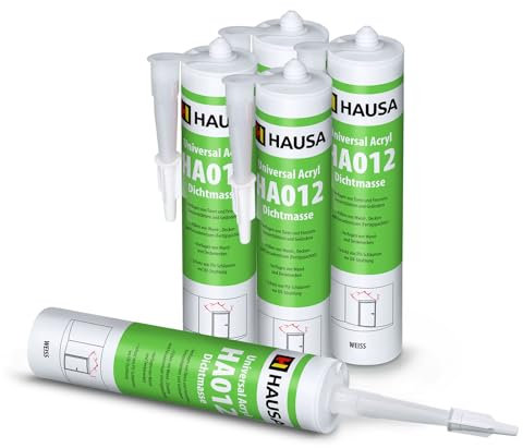 HAUSA Mastic Acrylique Universel HA012 - Joint d'Étanchéité Construction Sec - 5x 310 ml Blanc