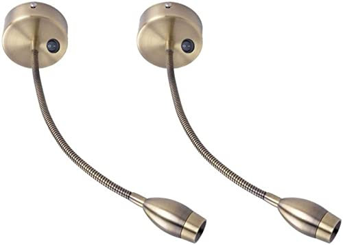 ZMH LED Lampe de lecture murale Lit Lampe de lecture à montage mural 2 lampes murales Lampe de lit col de cygne Bronze 3W 3000K blanc chaud en cuivre Lampe de lit 360° Lampe flexible Lampe