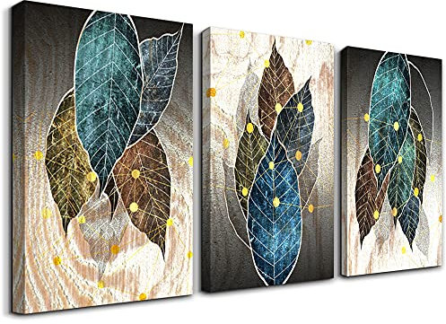 Tableau décoration murale salon feuilles mortes impression sur toile chambre tableau mural en bois salle de bain photo pour cuisine salle à manger maison tableau décoratif 30x40cm-3 pièces