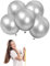 Globos Plata 18 Pulgadas,5 Globos de Helio Plata Metálico,Globos de Látex Plata Balloons para Party Decoration,Cumpleaños,Revelación de Género,Despedida de Soltera,Bautizos Comunion Baby Shower