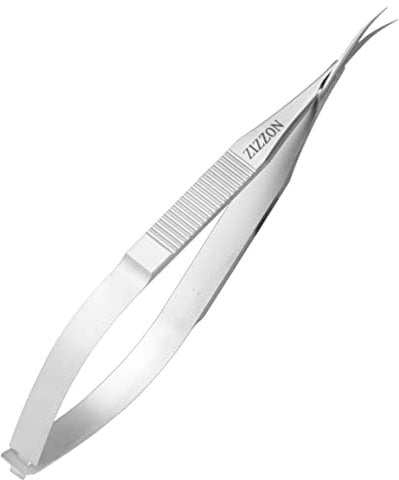 ZIZZON Ciseaux à cuticules Kit de toilettage professionnel à pointe pointue extra fine incurvée pour les sourcils, les cils, les ongles et la peau sèche
