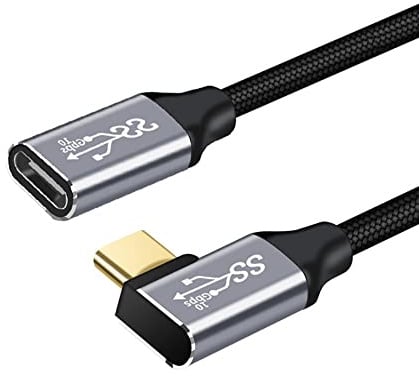 YIWENTEC USB C to USB C 1M Male Female Angle Cable, USB C Data Cable USB 3.1 Gen 2 10Gbps Data Transfer USB C 100W Cable, 4K 60Hz USB C Display Cable