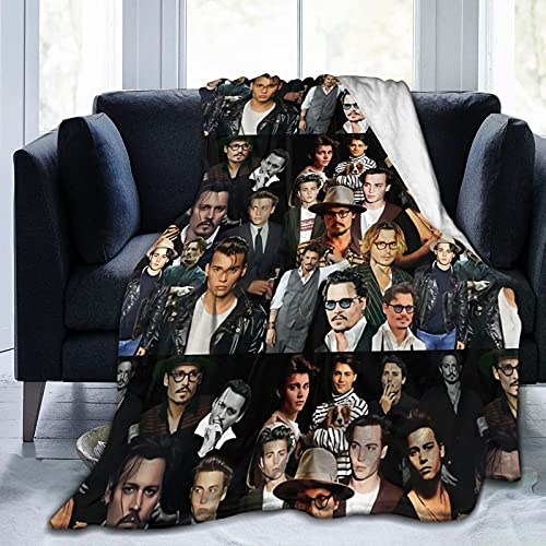 Decke Johnny Depp Super Weiche und Bequeme Fleecedecke Überwurfdecke Picknickdecken Campingdecke Stranddecke für Dekoration Schlafzimmer Wohnzimmer Yoga